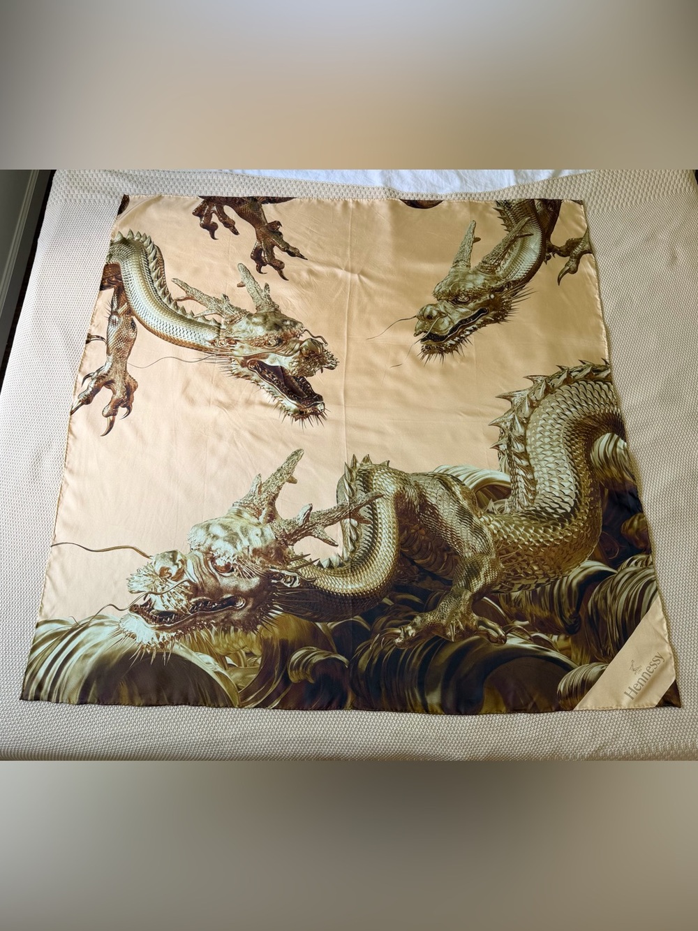 Ltd. Ed. Hennessy XL Silk Dragon Print Scarf - Lunar New Year Collectible